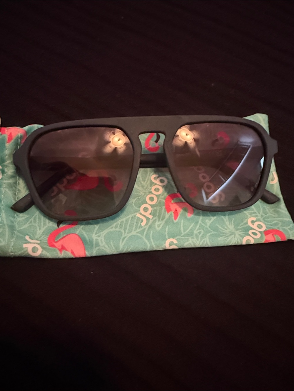 Goodr Navy Blue Sunglasses with soft case